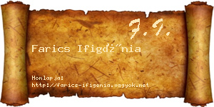 Farics Ifigénia névjegykártya